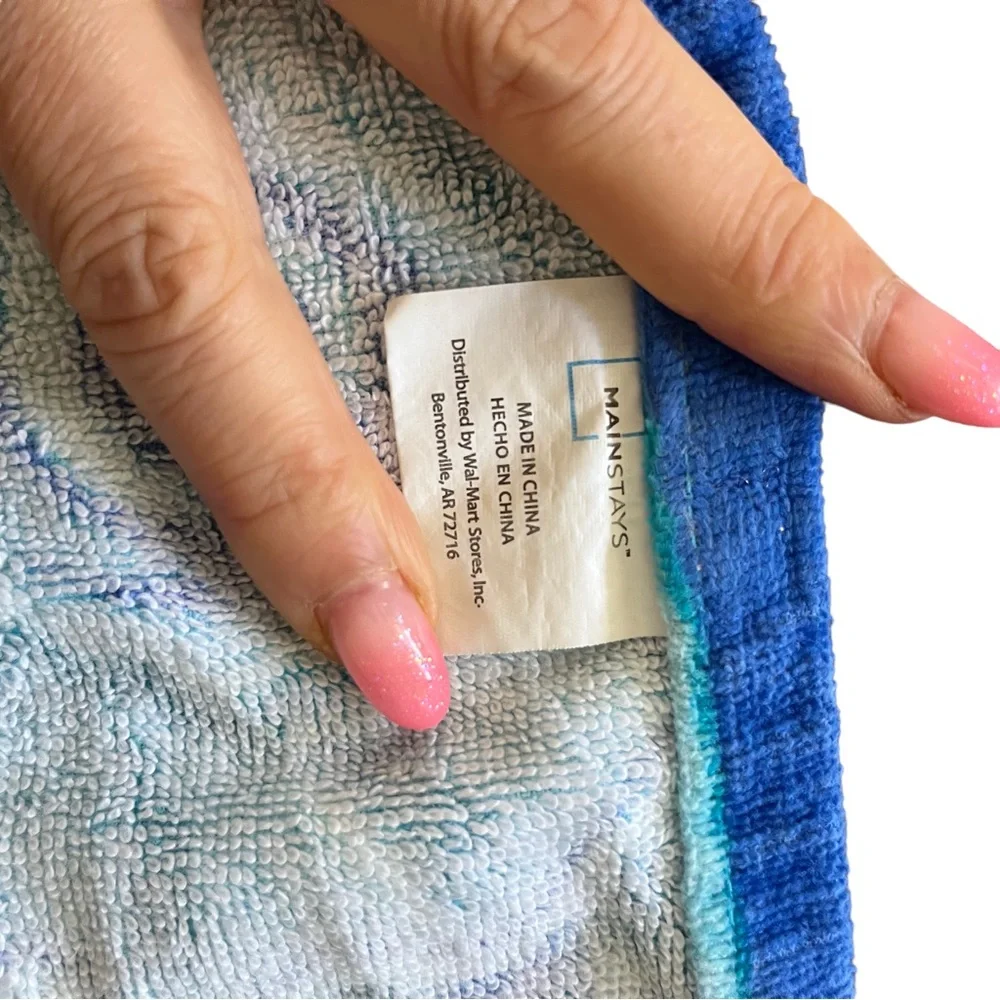 Sea Shell Blue Velour Terry Cloth Beach Bath Towel